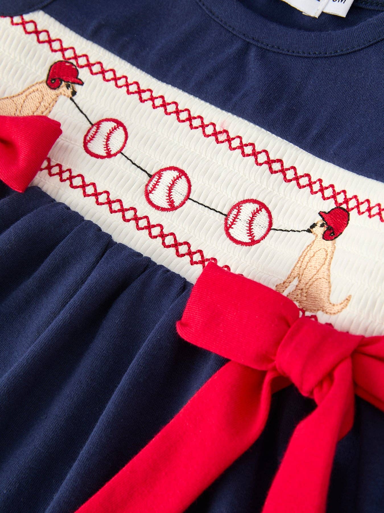 Baby Girls Bloomers Romper Set Dog Baseball Smocking Embroidery 011226AJ