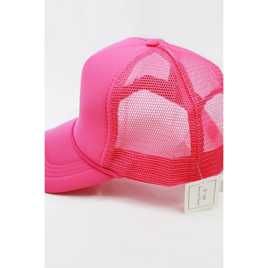 Baseball Smiley Print on Trucker Mesh Rope Hat LNR0