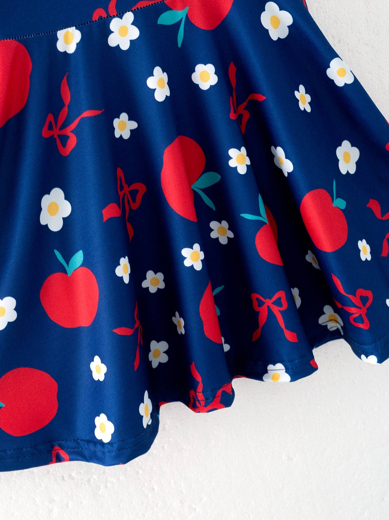 Navy Apple Floral Girls Back to School Dress DRG52