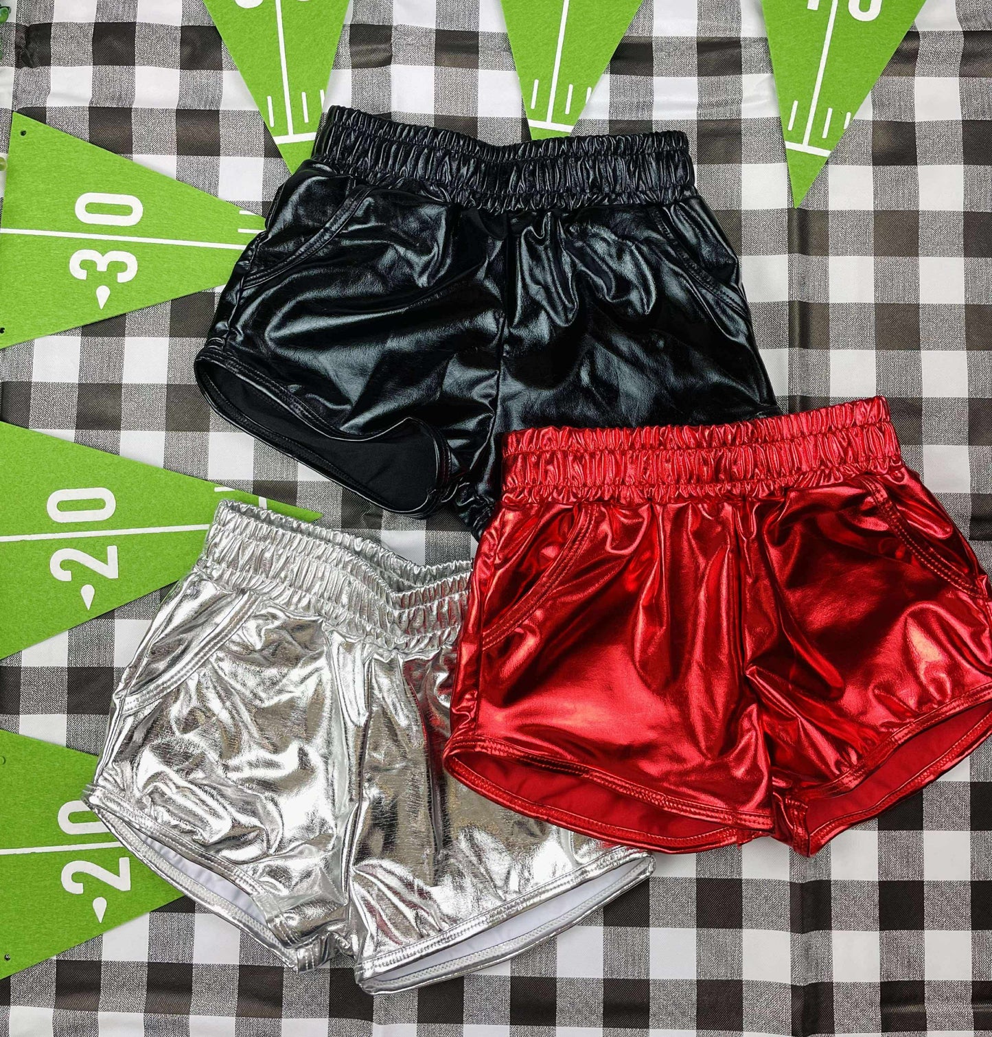 Metallic Game Day Shorts