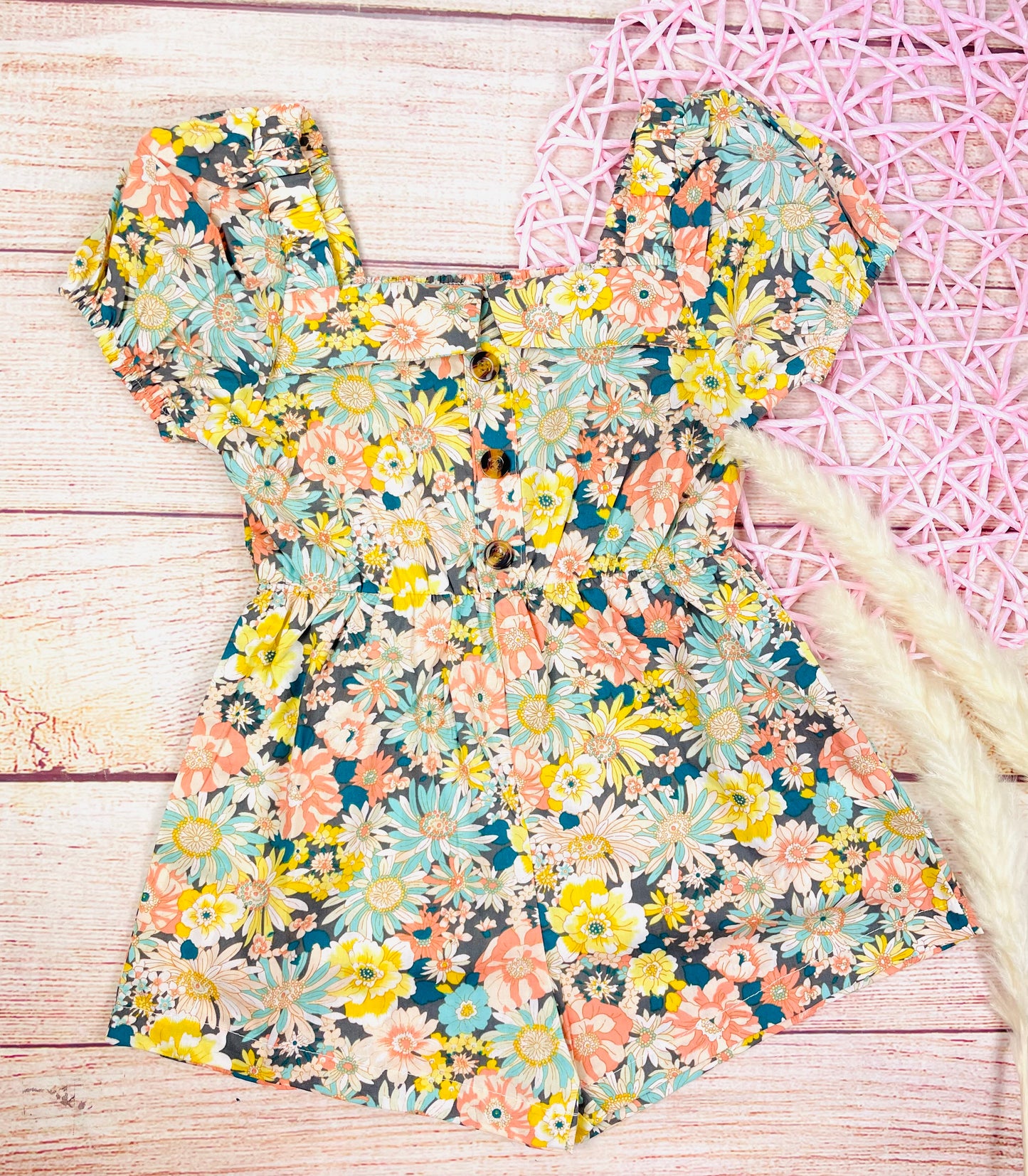 Girl’s Spring Floral Ruffle Romper GFR24