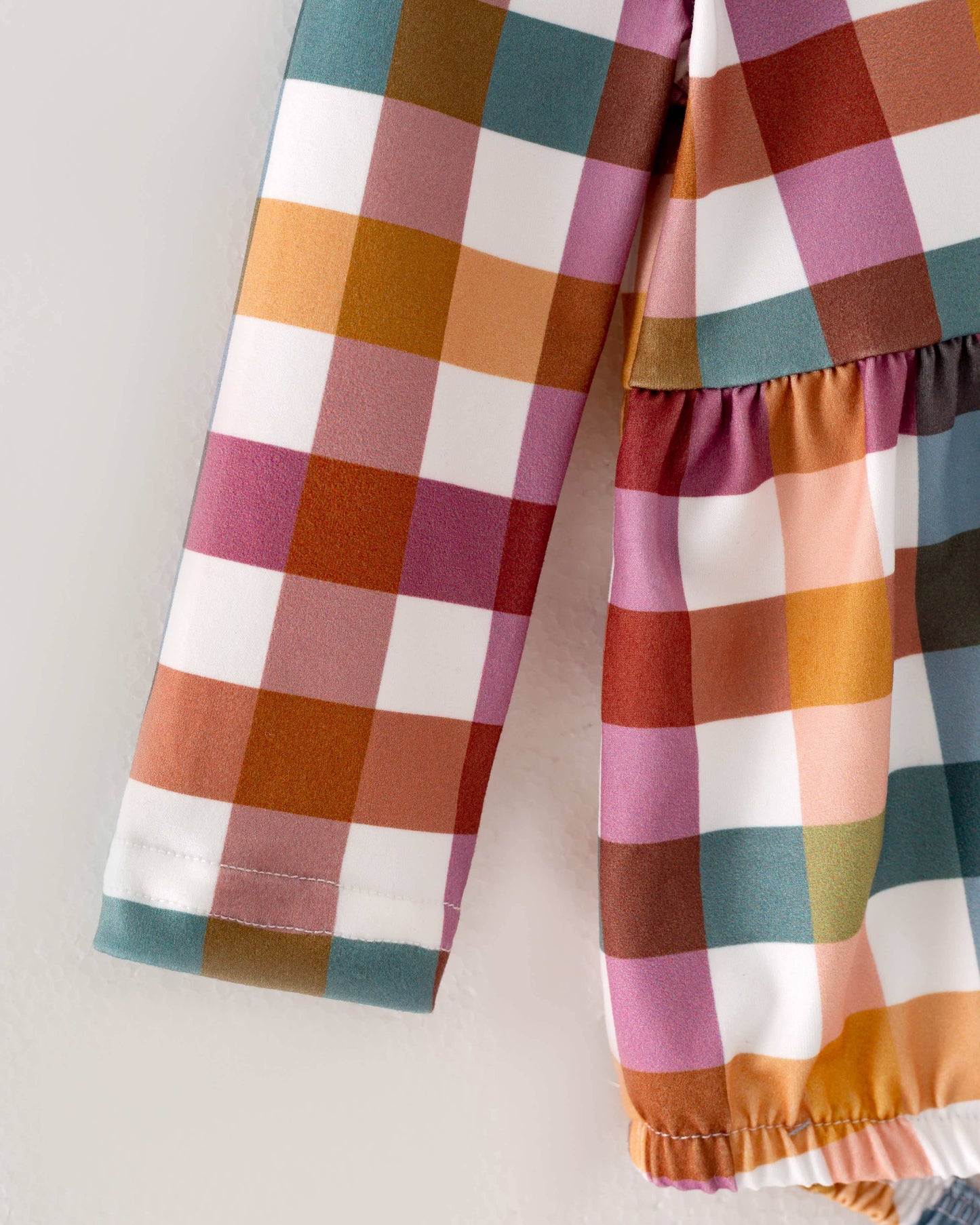 Brown Plaid Print Baby Girl Romper 65113035