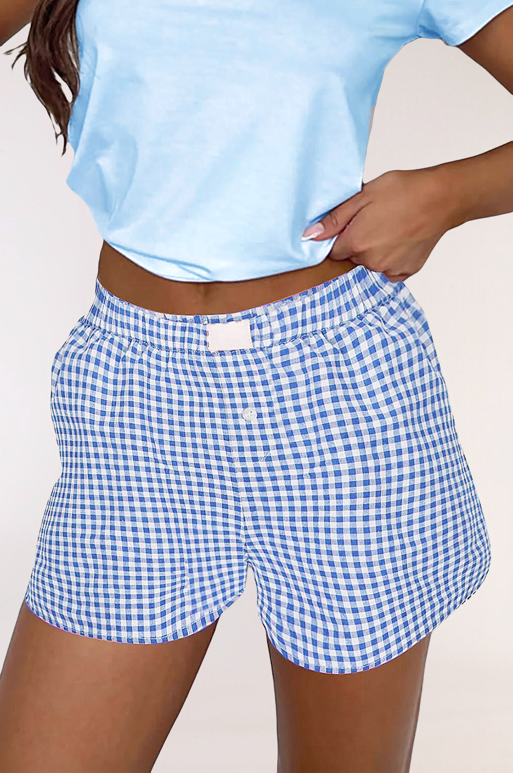 Stripe Plaid Printed High Waist Gingham Shorts LA731