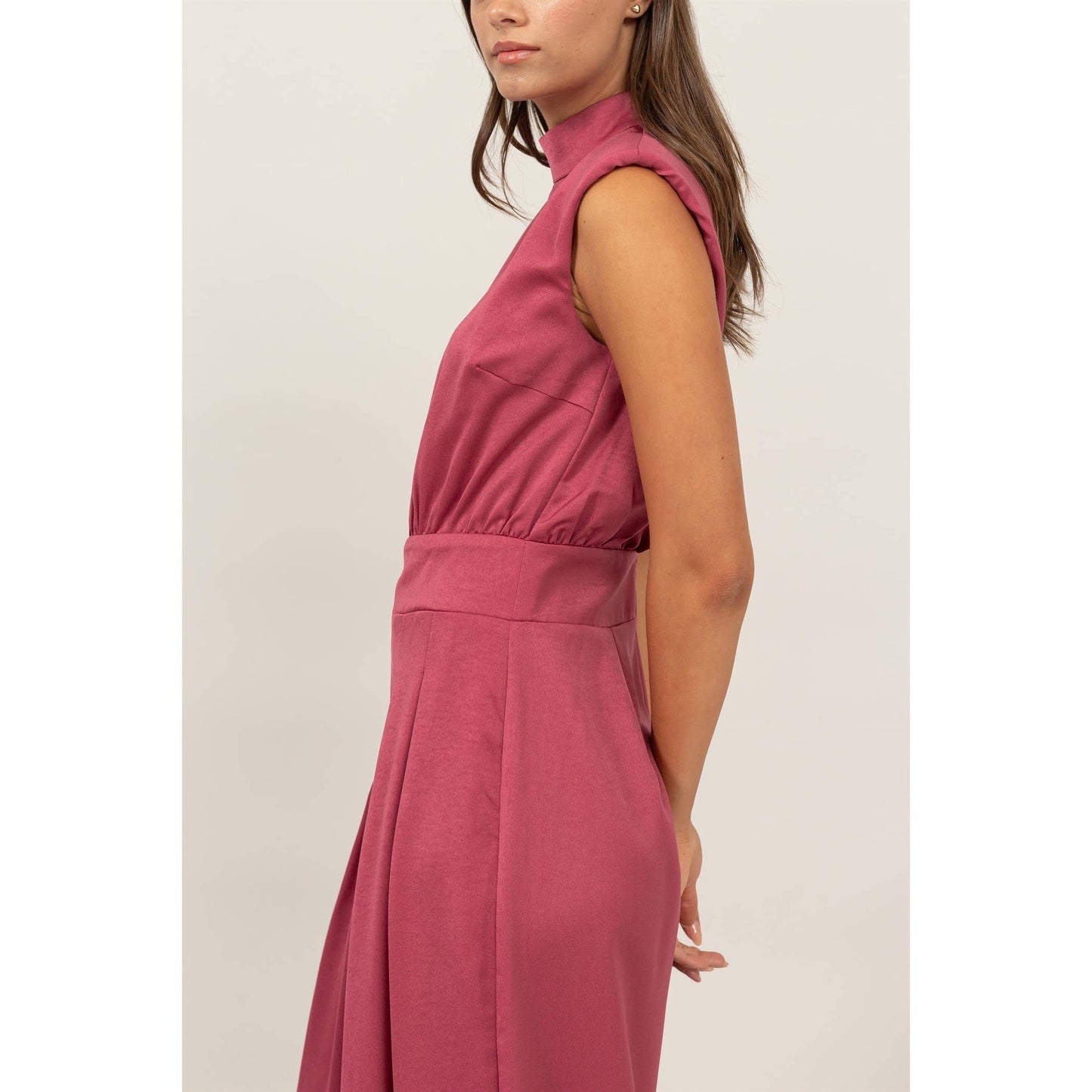 SLEEVELESS WIDE LEG SATIN JUMPSUIT HF24G072-