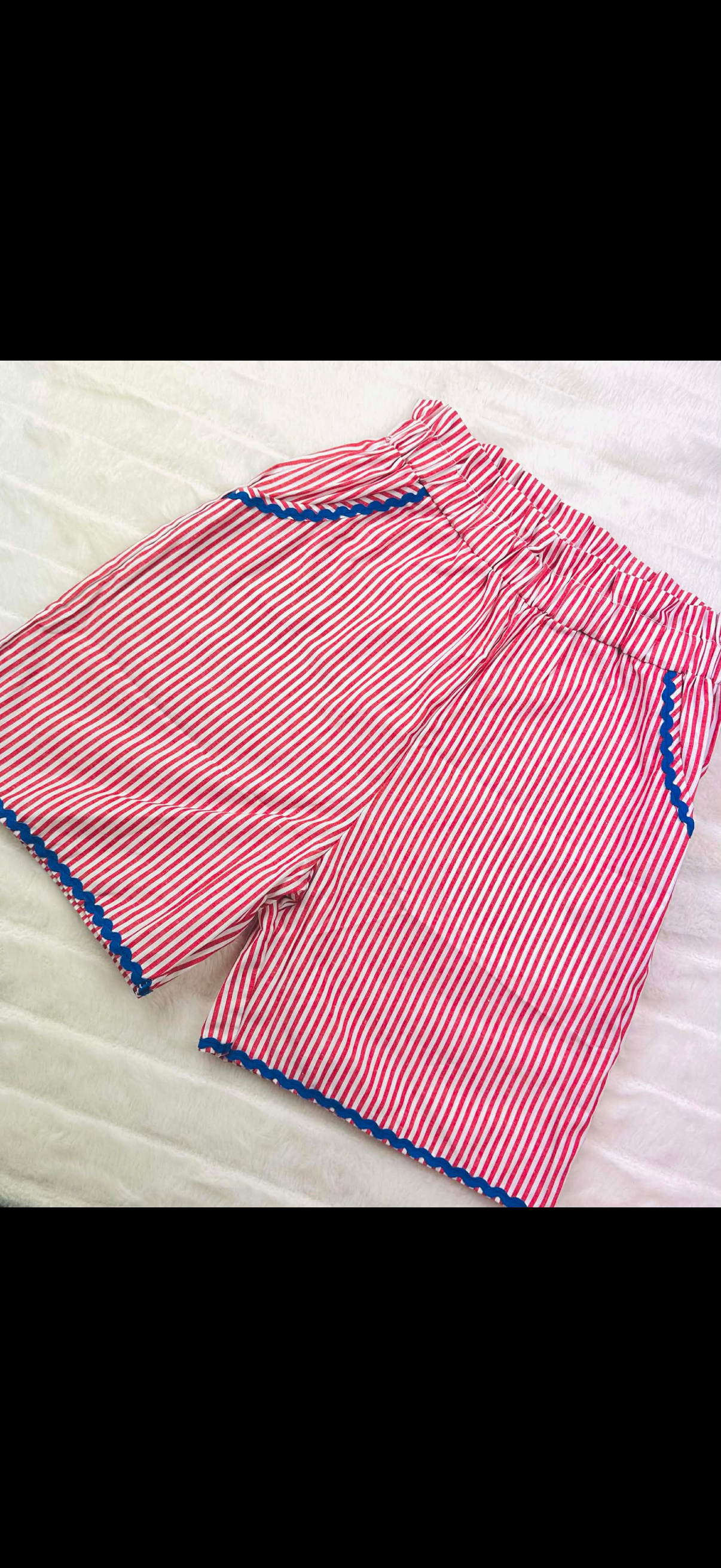 Little girls patriotic stripped shorts 04072026HR