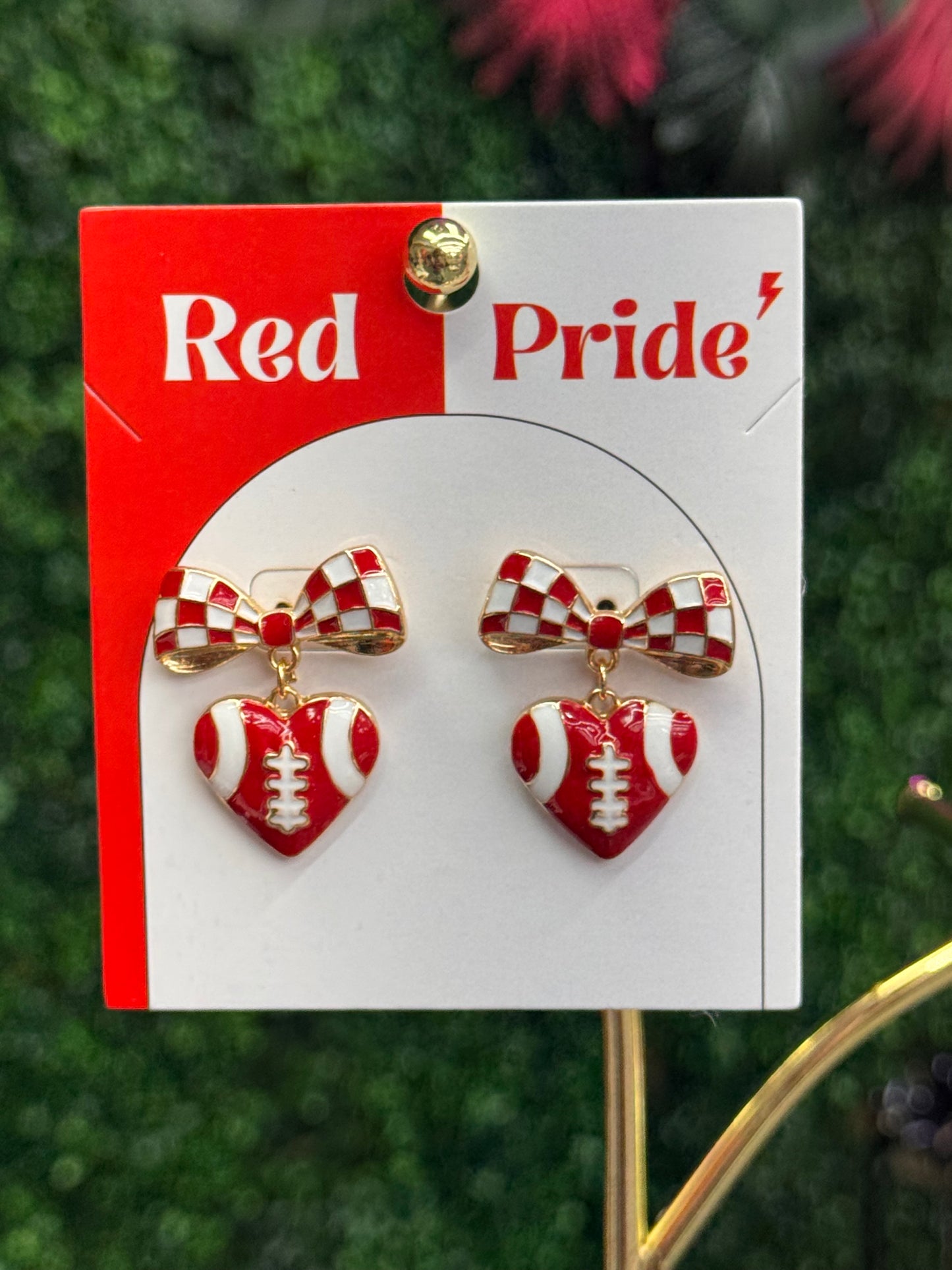 Bow & Football Gameday Stud 1.25" Earrings — IN STORE — BFGDS