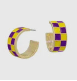 Purple and Yellow Checkered and Gold .75 Hoop- 110425br