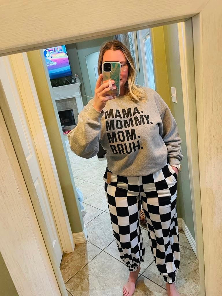 Mama. Mommy. Mom. Bruh. (SWEATSHIRT) (Gildan)