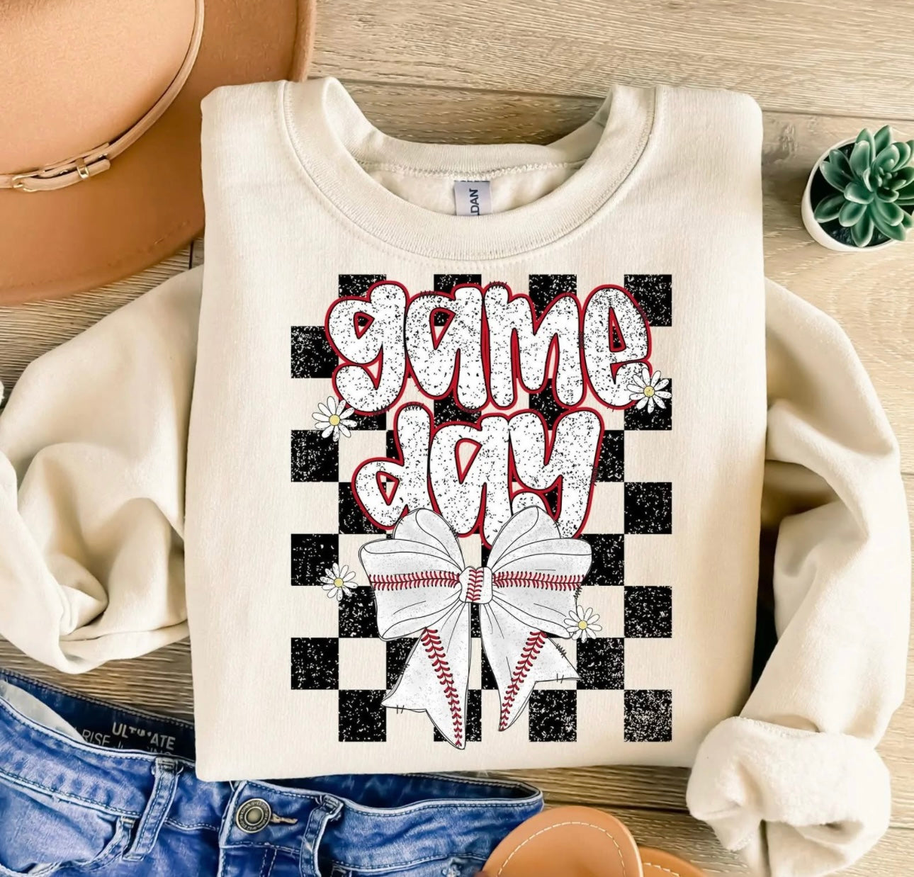 Game Day with Bow - T SHIRT- (Comfort Color)