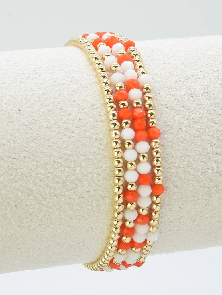 Glass Bead and Gold Stretch Bracelets, Great for Gameday! — In store — MGBG