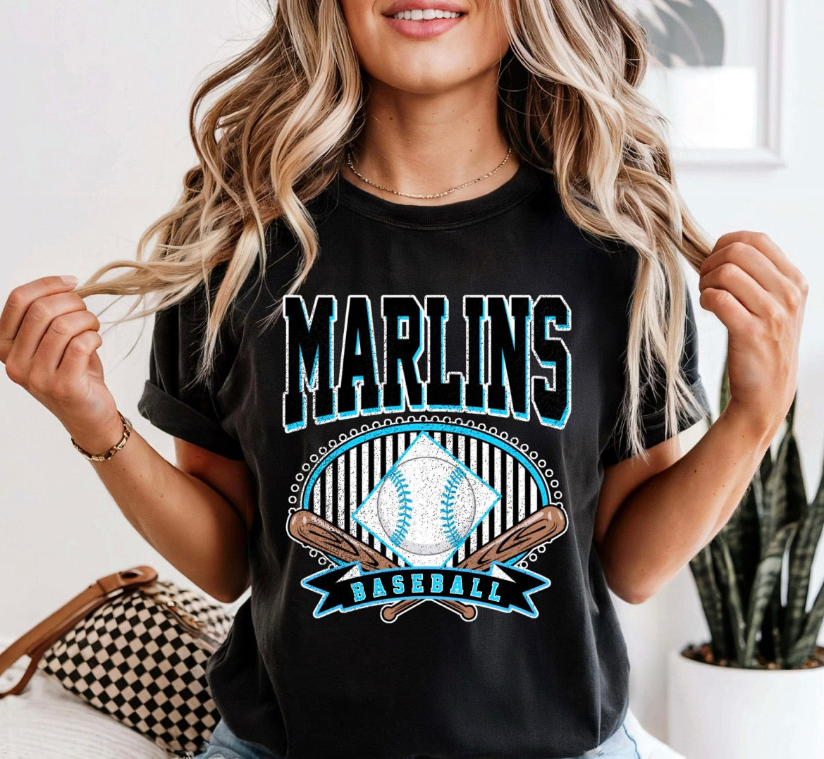 MARLINS BASEBALL - CORE365 DRIFIT TSHIRT- (BLACK)