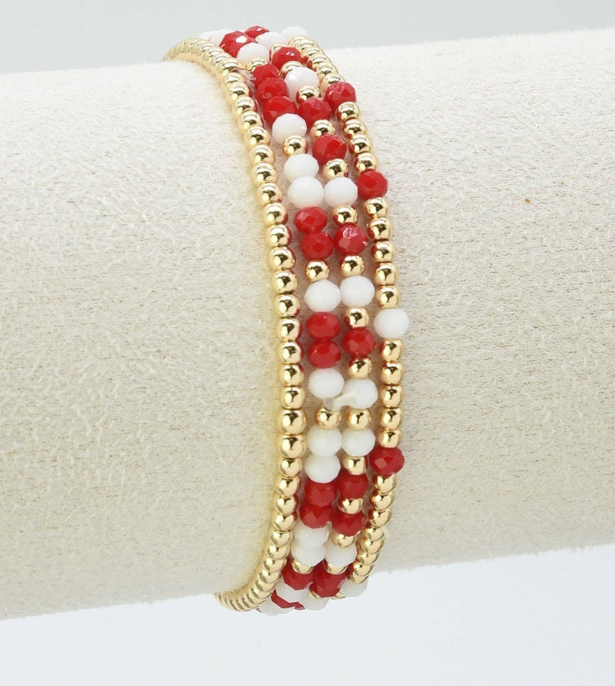 Glass Bead and Gold Stretch Bracelets, Great for Gameday! — In store — MGBG