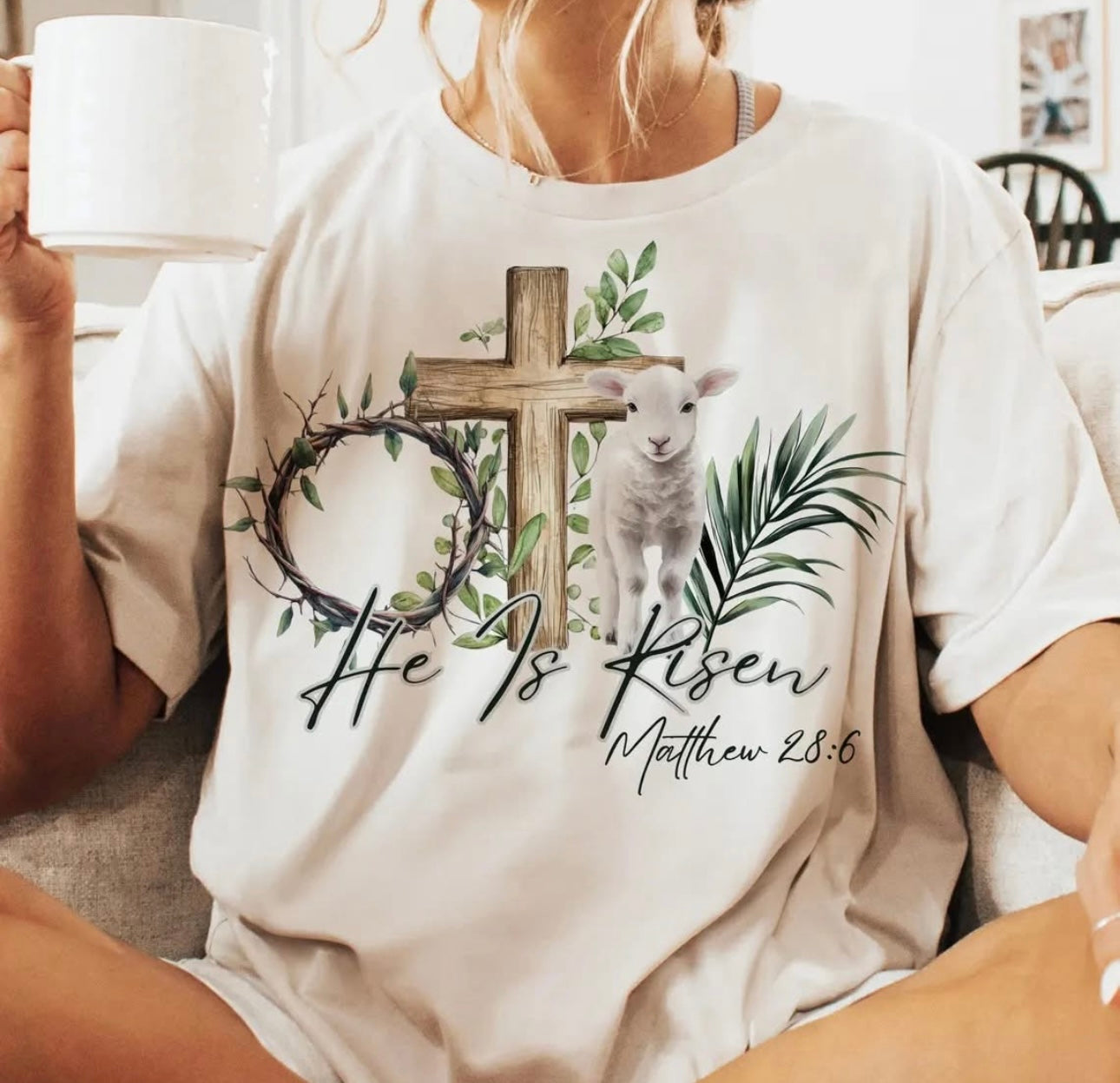 He is Risen with Lamb - T SHIRT - (Gildan)