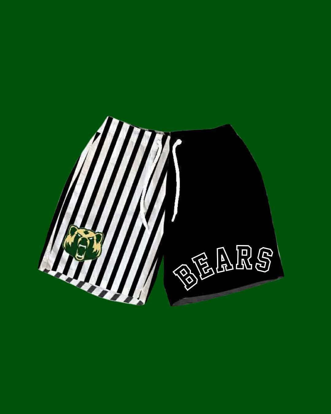 LCM Bears Half Black/ Half B&W Stripe with Mascot Head & Wording (ADULT) - PRE ORDER