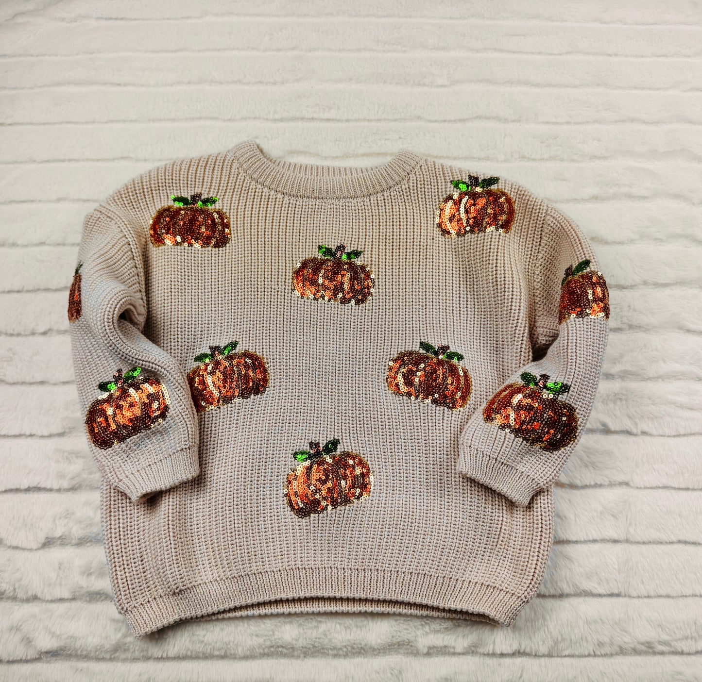 Halloween Pink Sequin Pumpkin Sweater-10725br
