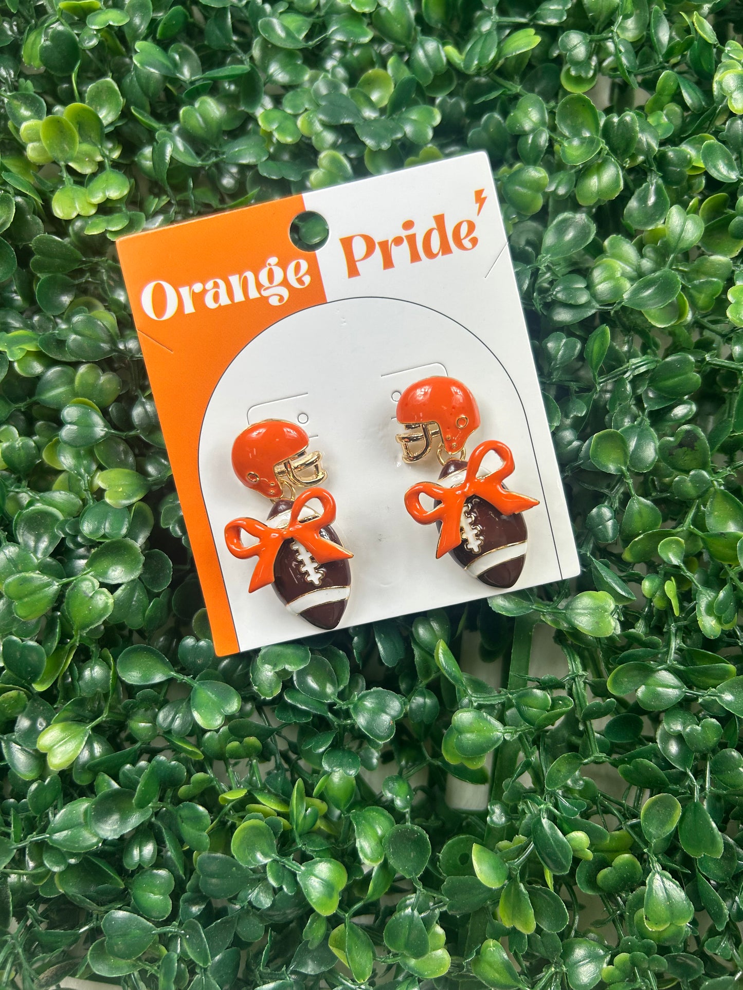 Orange Football Bow Earrings- 110325br
