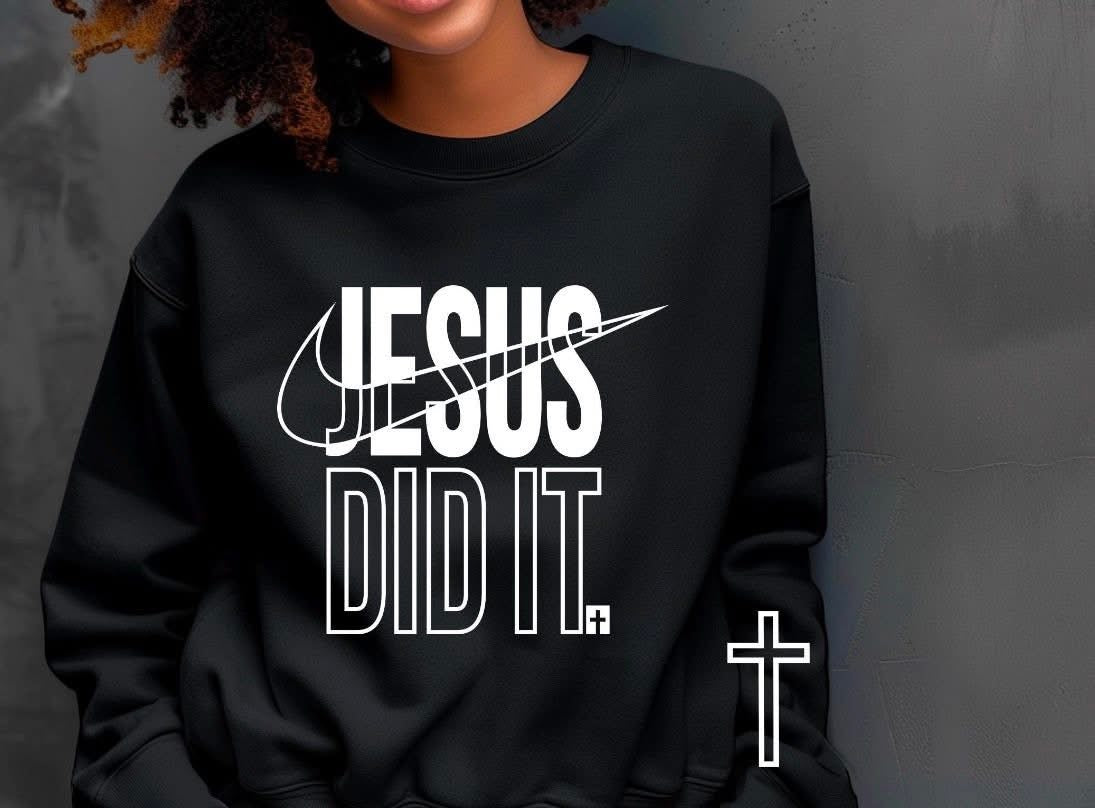 Jesus Did It - T SHIRT - (Jerzee/Gildan) + Arm/Sleeve Image