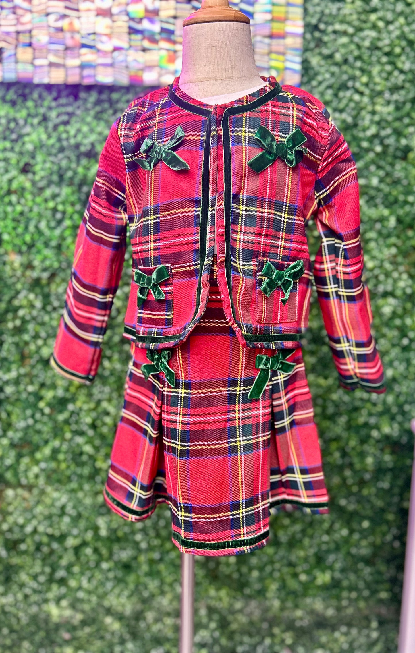 Festive Plaid Tweed Blazer and Skirt Set-111825br