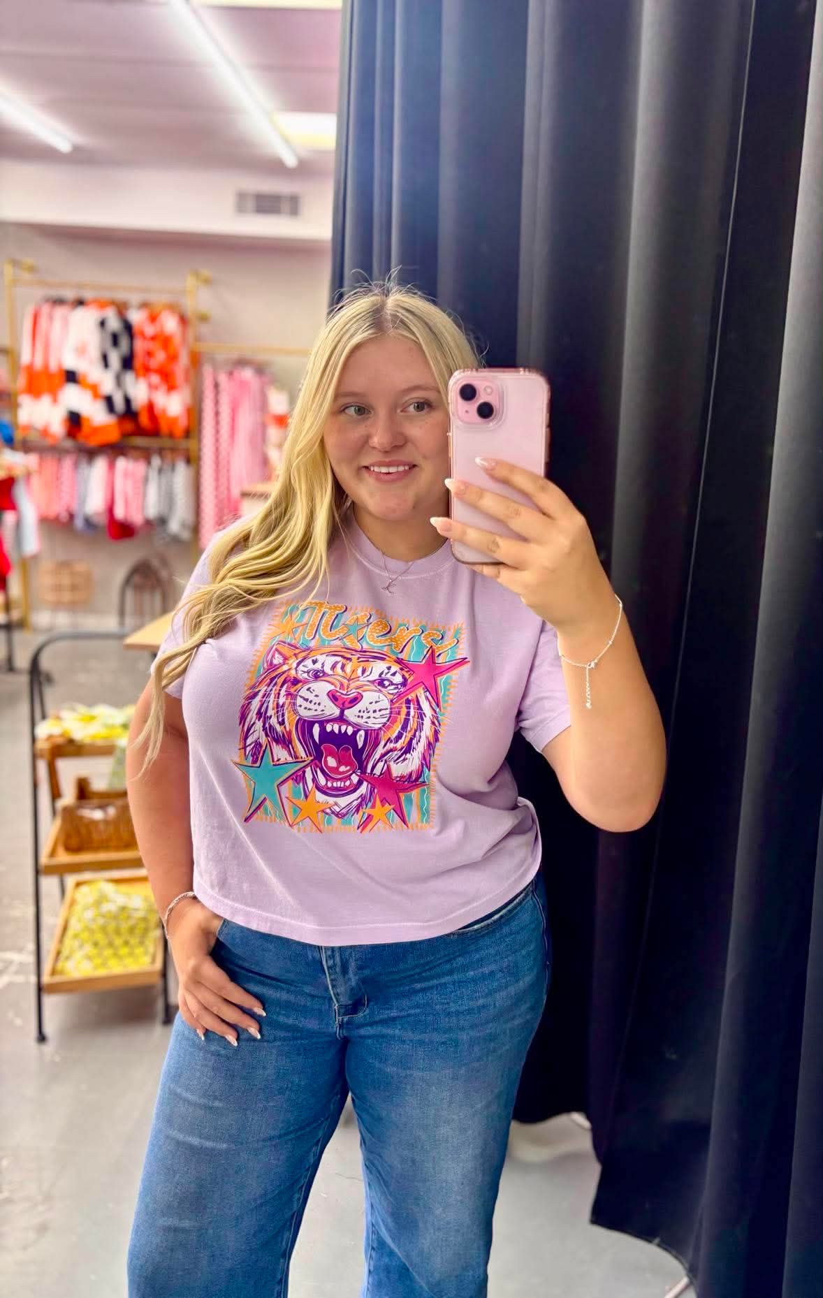 Tigers Neon Comfort Color Crop Tee