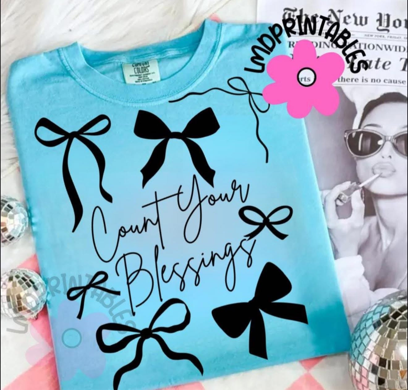 Count Your Blessings with Bows - T SHIRT - (Jerzee/Gildan)