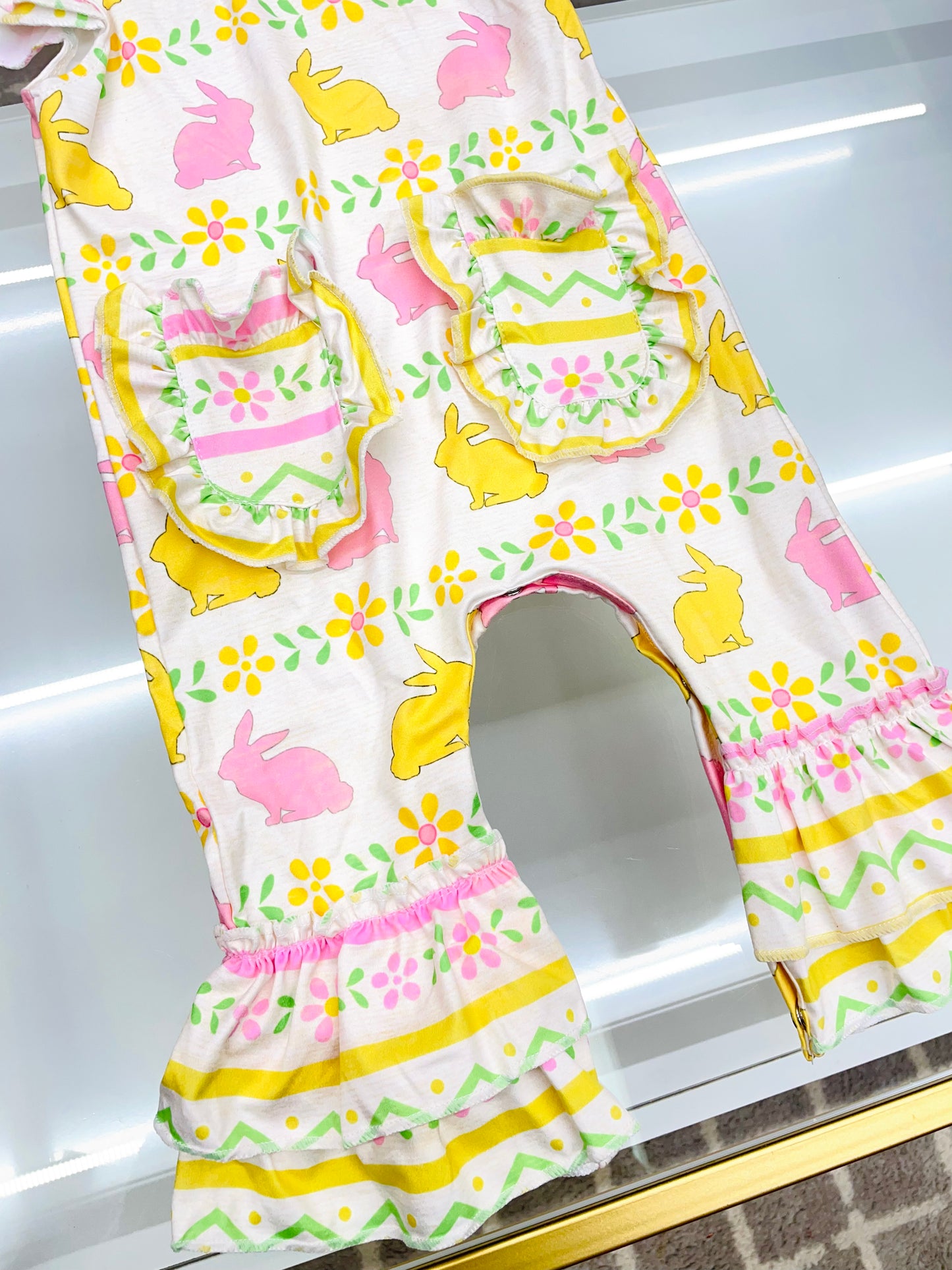 BABY RUFFLE EASTER BUNNY ROMPER- ADRB01