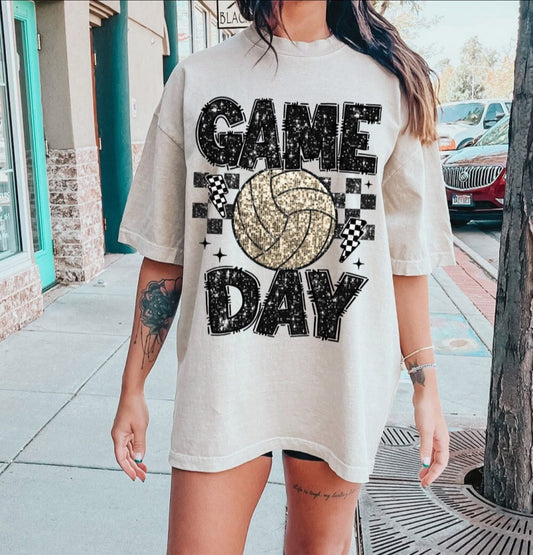 Glitter Volleyball Game Day - T SHIRT - (Comfort Color)