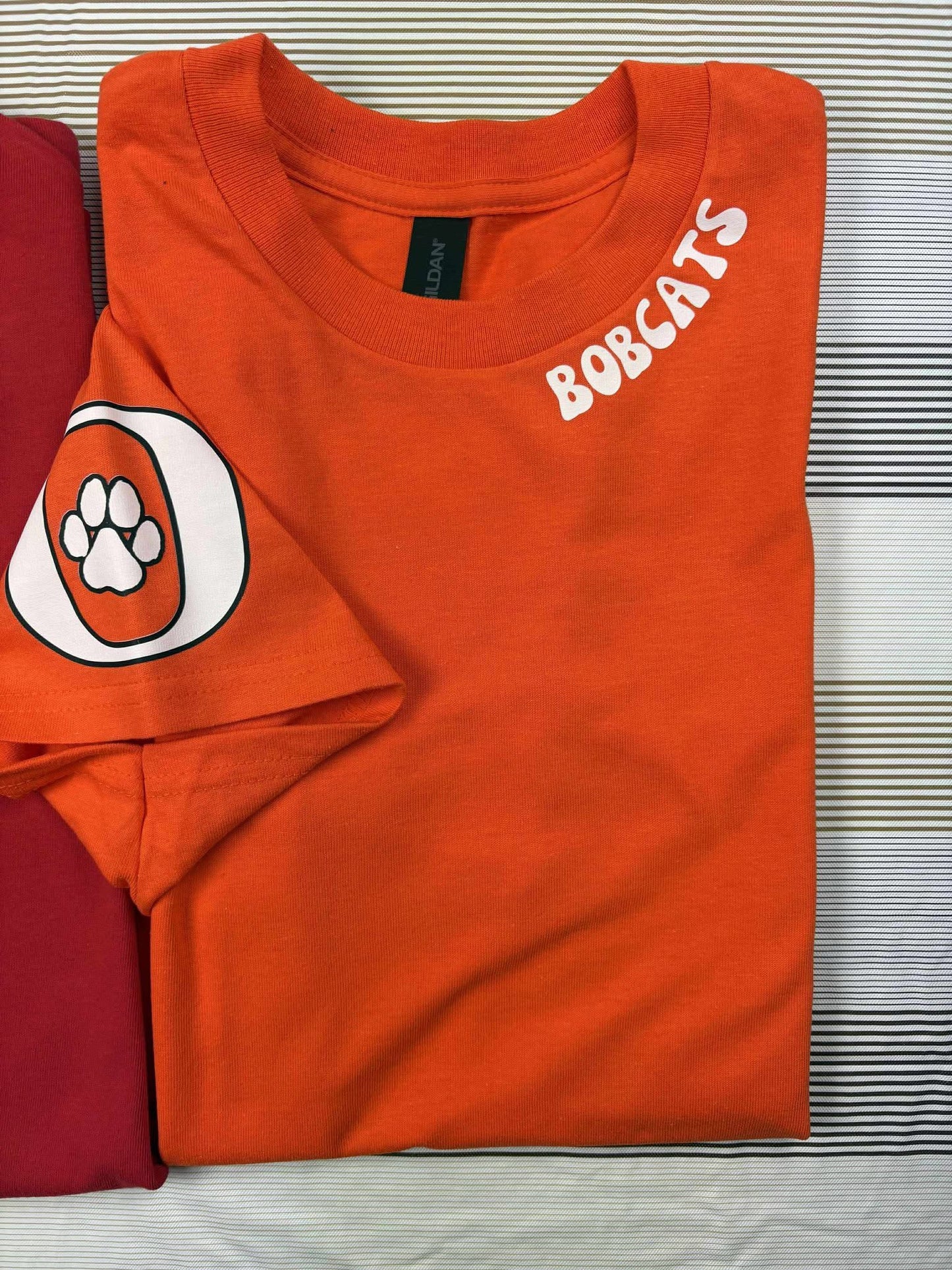 Bobcats around Collar & Logo on arm - T SHIRT - (Jerzee/Gildan)