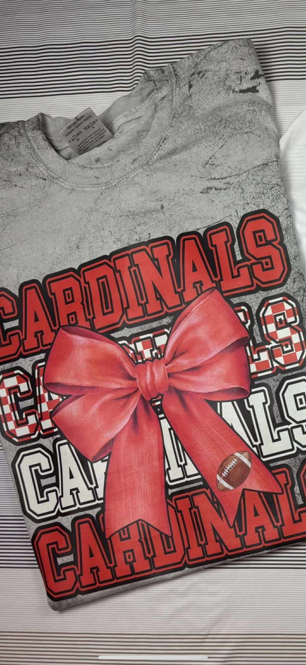 Cardinals x4 with Red Bow - LONG SLEEVE - (Jerzee/Gildan)