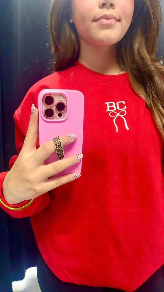 Embroidered Dainty Bow with BC- SWEATSHIRT - (Jerzee/Gildan)