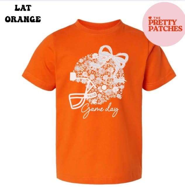 Floral Football Helmet with Bow - T SHIRT - (Comfort Color/Bella)