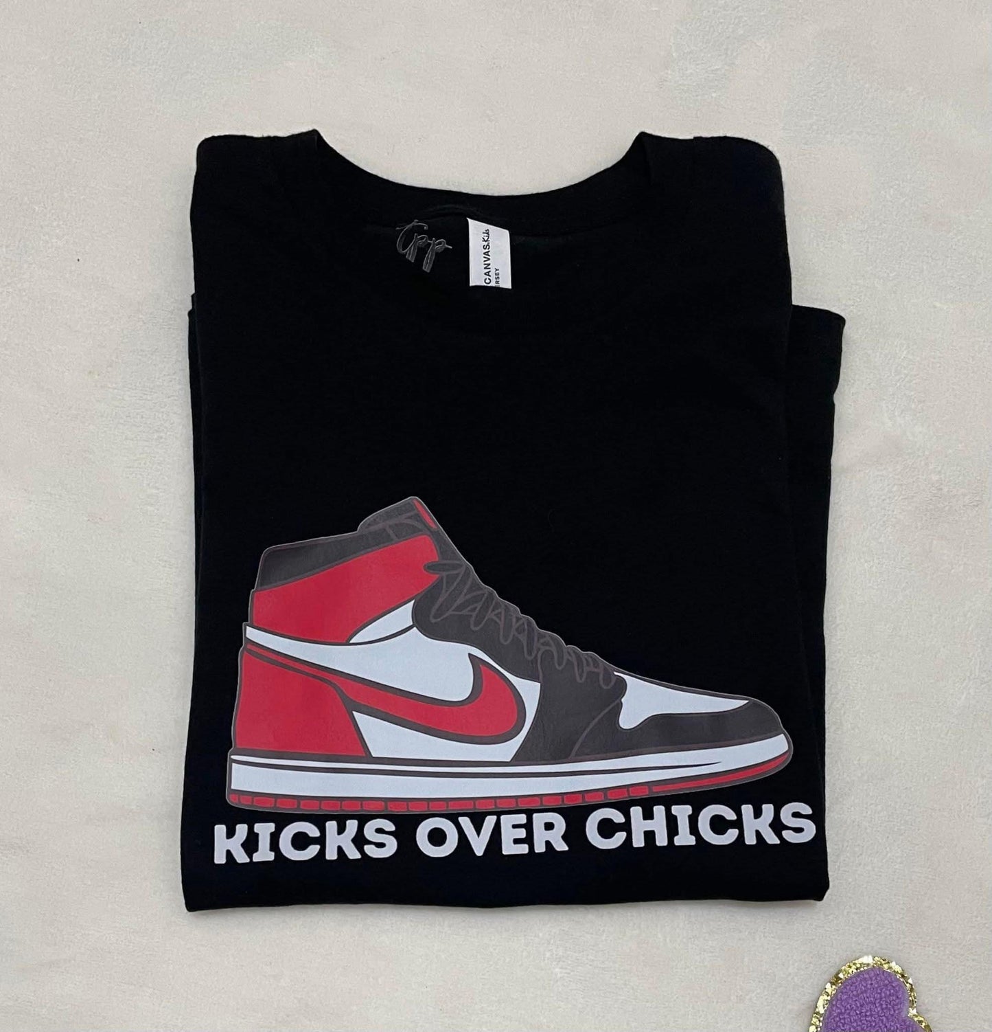 Kicks over chicks HIGH TOP red/white shoes - (DRI FIT - LONG & SHORT SLEEVE)