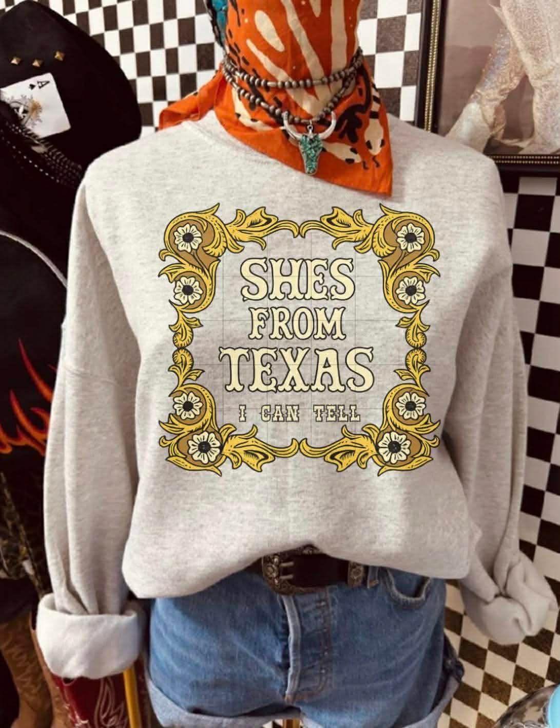 She’s From Texas I Can Tell - TSHIRT- (COMFORT COLOR/BELLA)