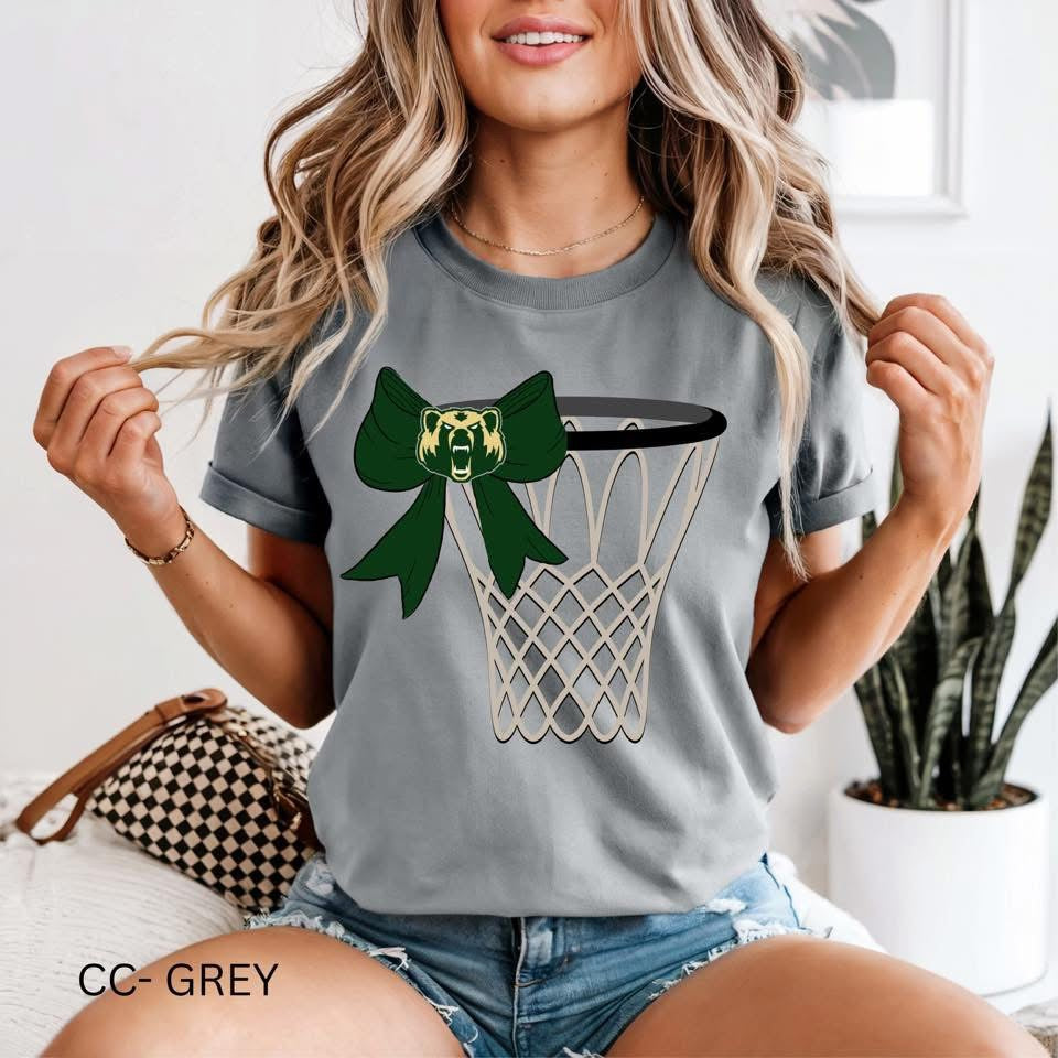 Basketball Hoop & Bow - LCM Bears - T SHIRT - (Comfort Color)
