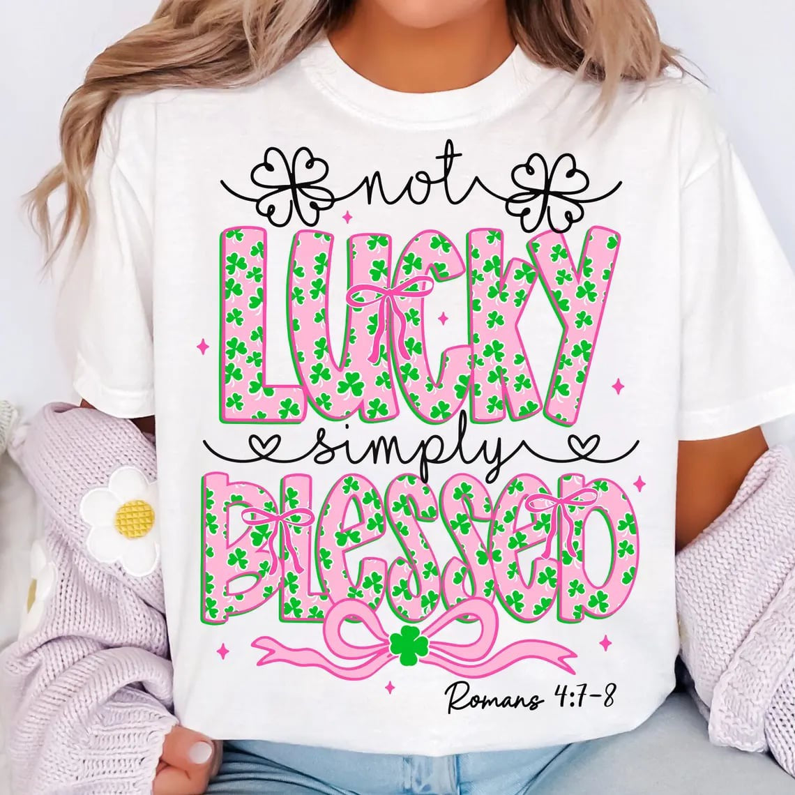 Not Lucky Simply Blessed - T SHIRT- (Gildan)