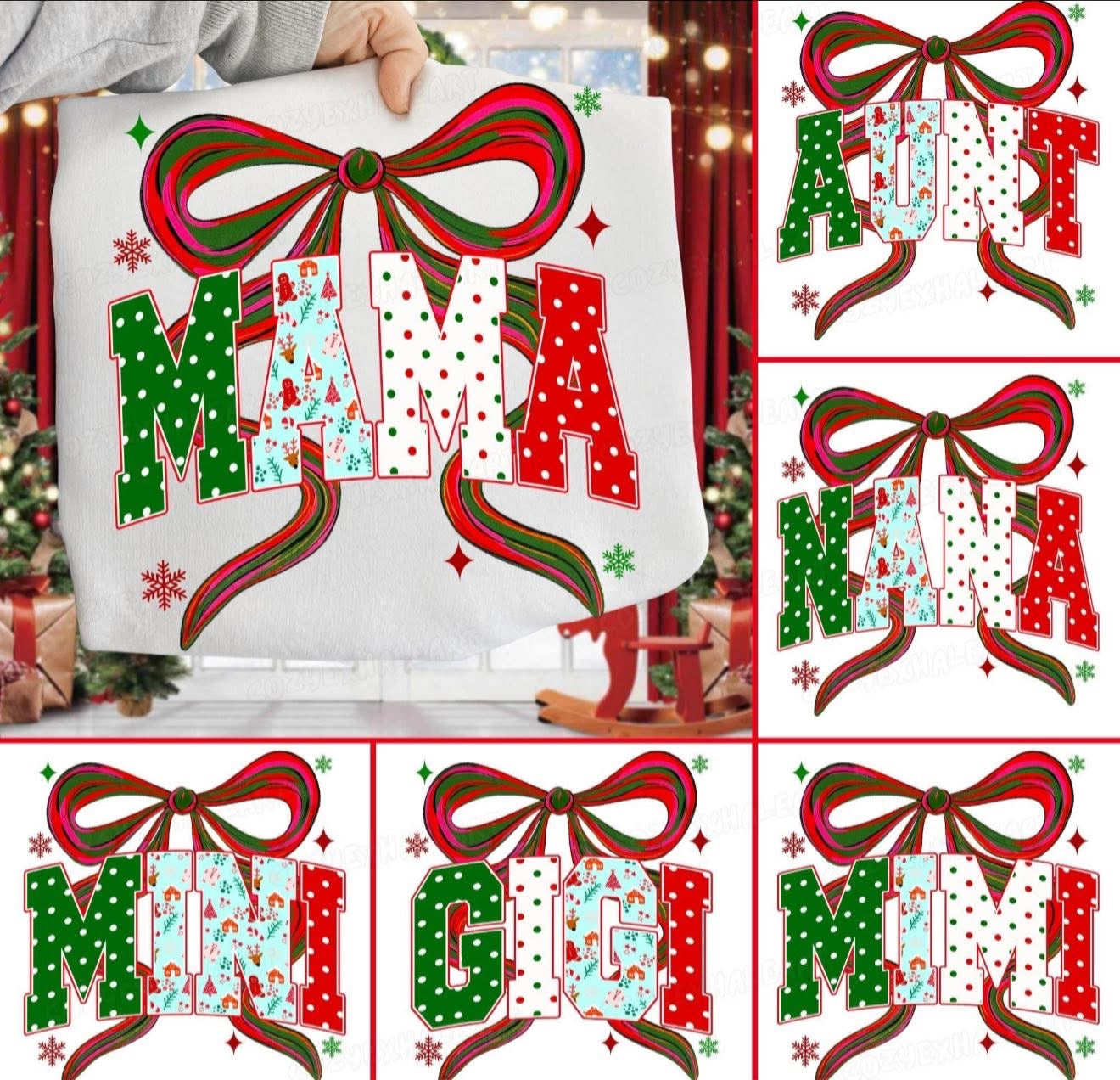 Christmas Name with Bow BUNDLE - T SHIRT - (Gildan/Jerzee)