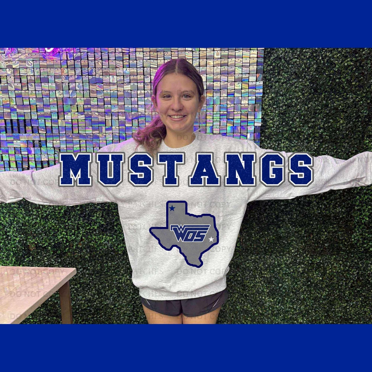 Oversized Mascot Sweatshirts with Logo - MUSTANGS - SWEATSHIRT - (Jerzee/Gildan)