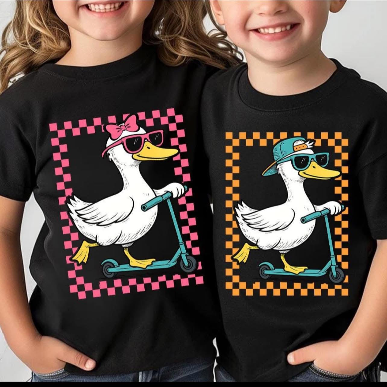 Duck on Skateboard - GIRL VERSION - T SHIRT - (Jerzee/Gildan)