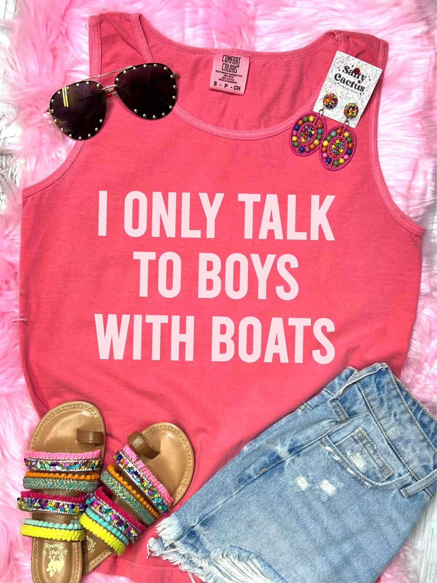 I only talk to boys with boats - TANK - (Comfort Color)
