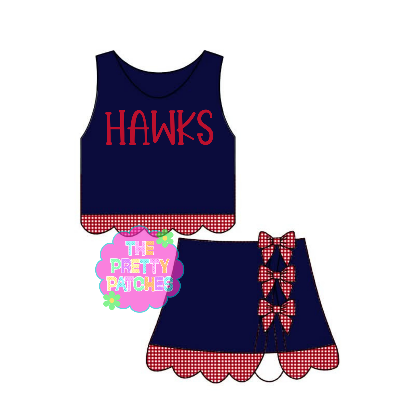 HJ HAWKS GINGHAM SCALLOP ATHLETIC SKORT SET (PREORDER)