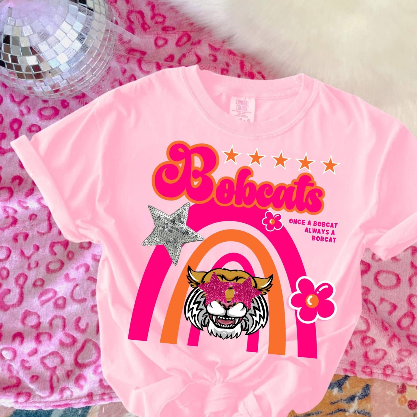 OF Bobcats with Stars & Rainbow - T SHIRT- (Jerzee/Gildan)