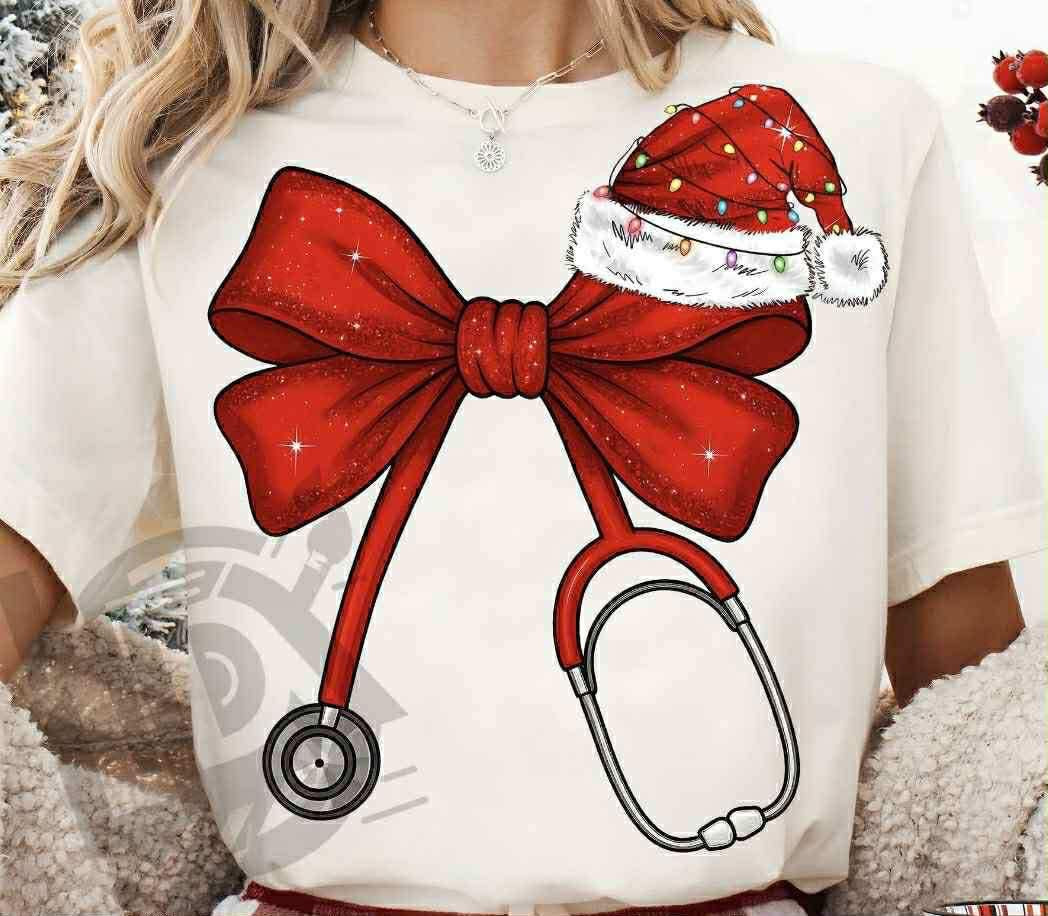 Stethoscope with Santa Hat - SWEATSHIRT - (Jerzee/Gildan)