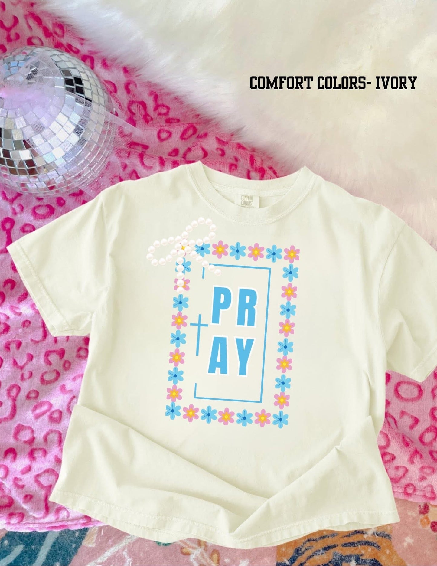 PRAY with Dainty Bow - T SHIRT - (Comfort Color)