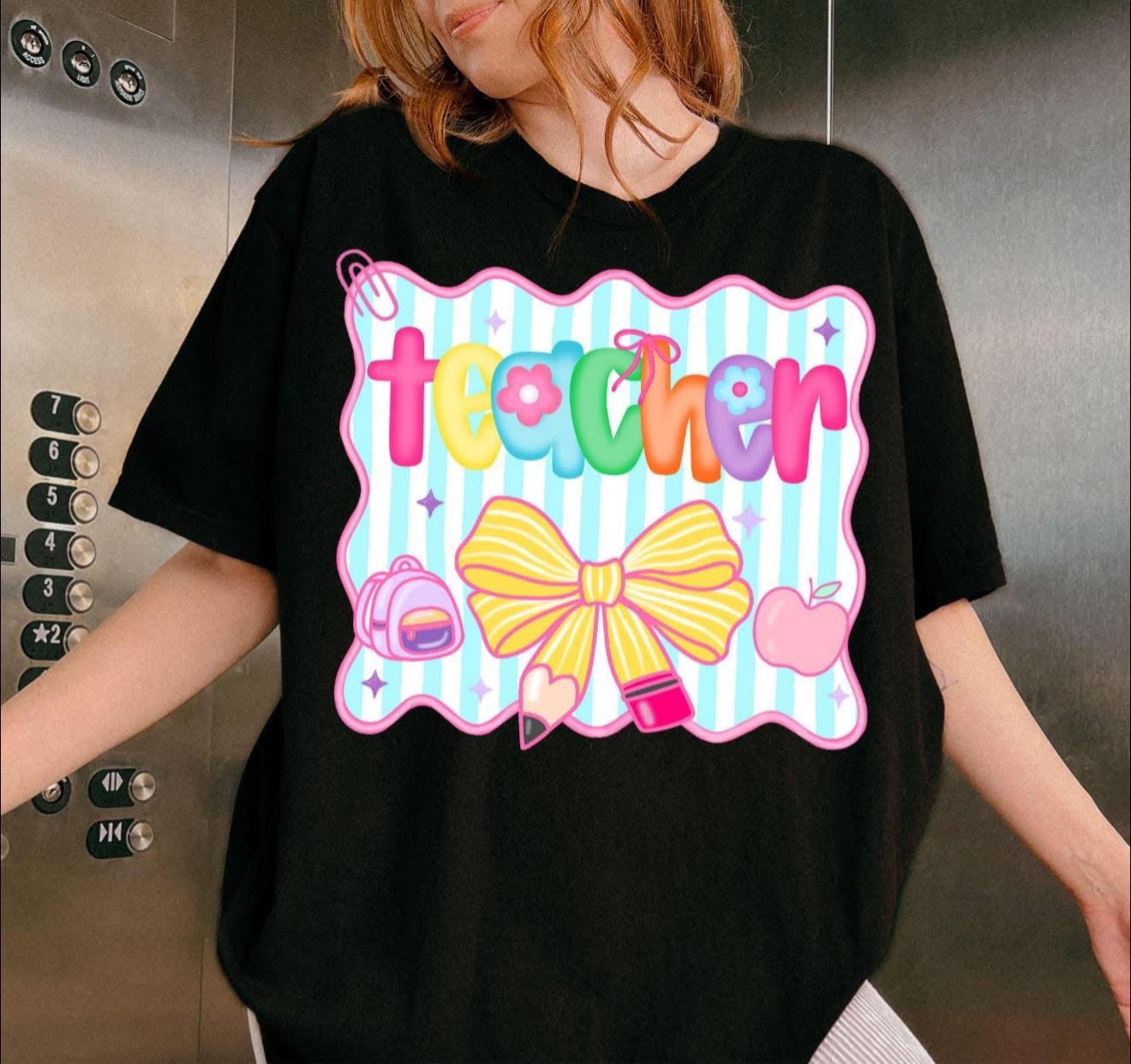 Educator with Pencil Bow - T SHIRT- (Jerzee/Gildan)