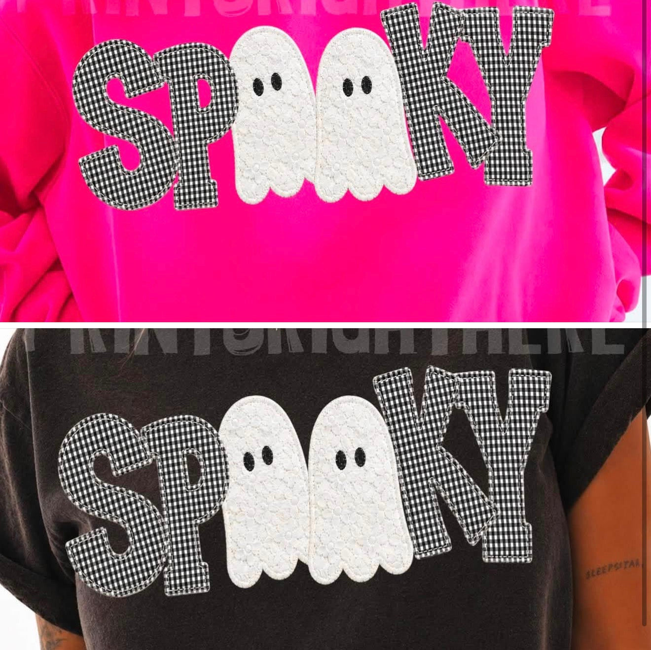 Faux Appliqué Spooky 👻 - LONG SLEEVE - (GILDAN) 081026LW