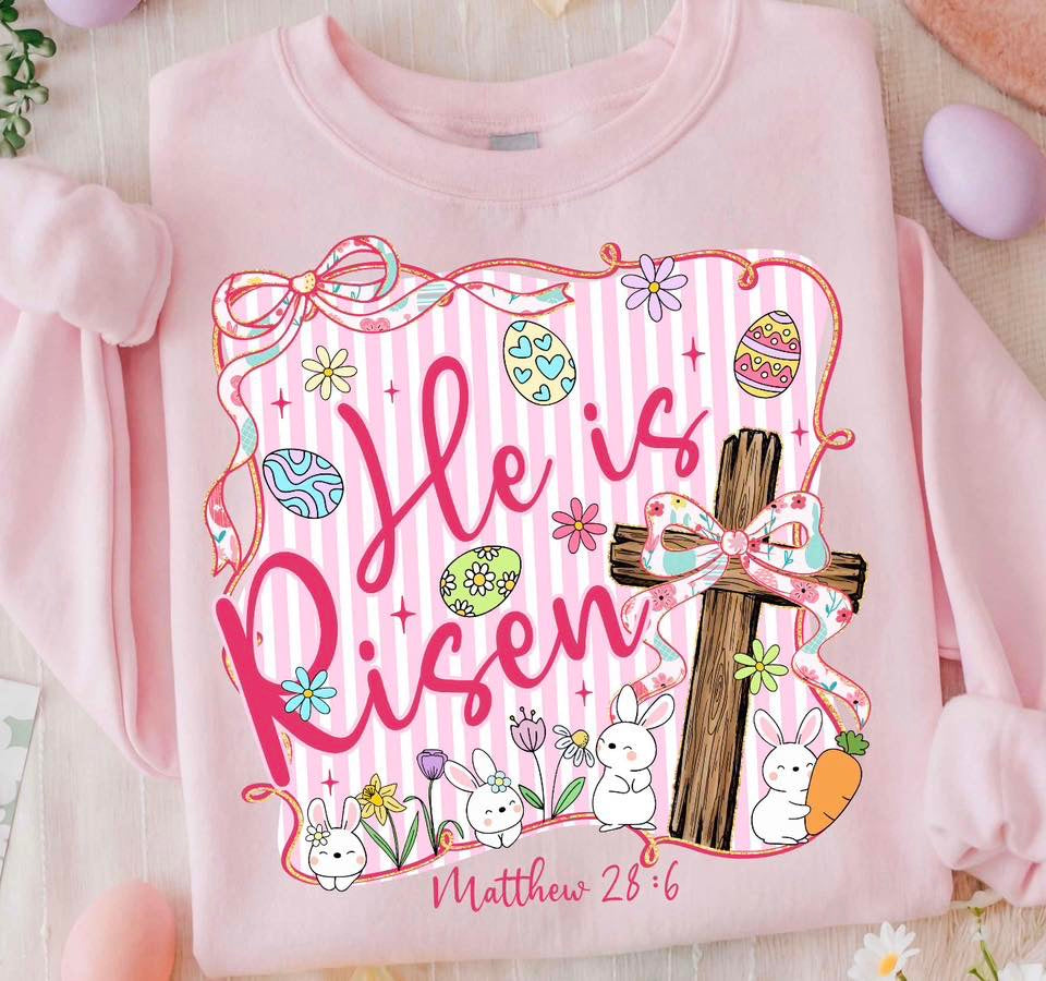 He Is Risen 🐰 - TSHIRT- (COMFORT COLOR/BELLA)