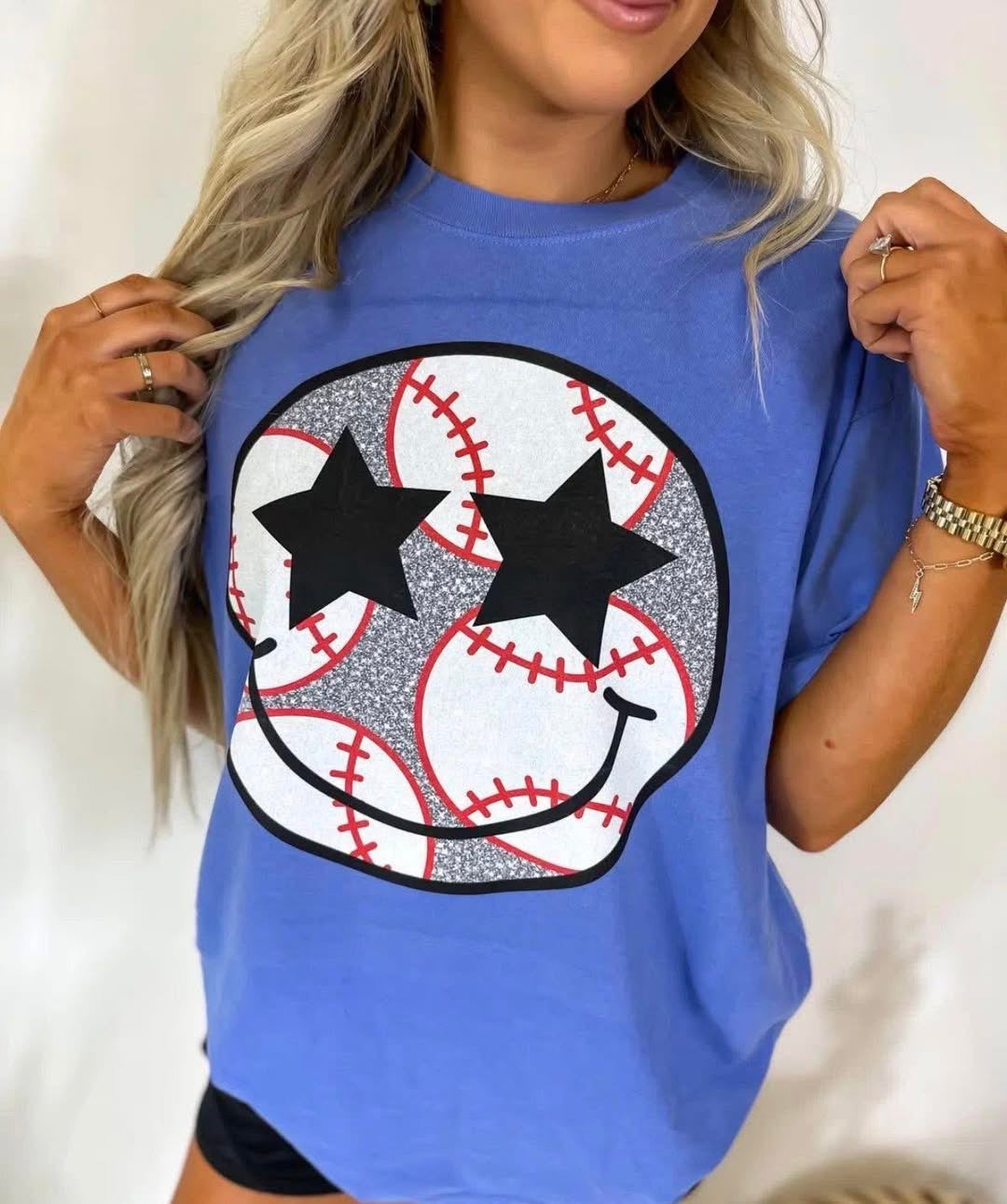 Baseball Smiley- TSHIRT- (GILDAN/JERZEES)