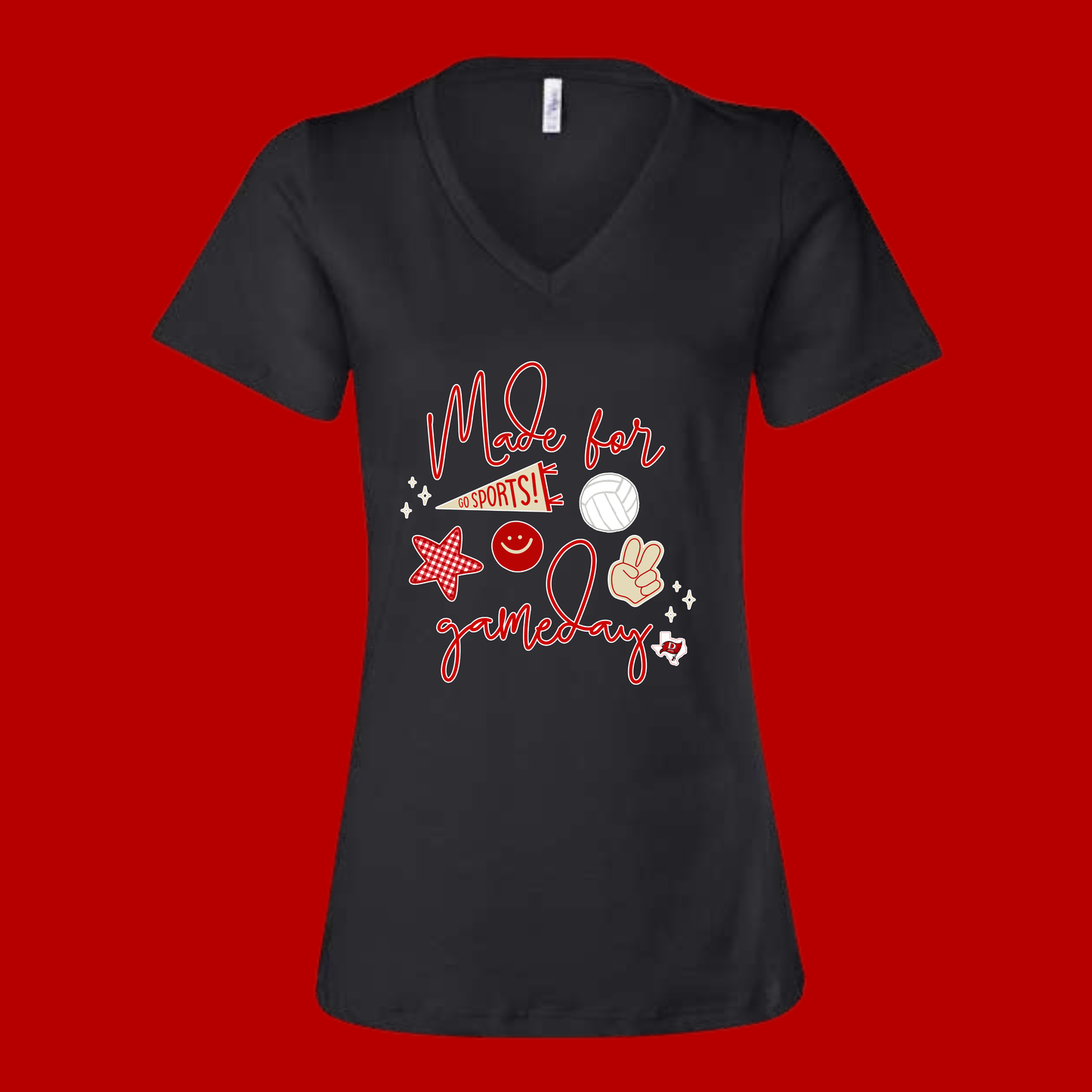 MADE FOR GAMEDAY DEWEYVILLE PIRATES (VOLLEYBALL VERSION)- V NECK T SHIRT- (Bella)-062426LW