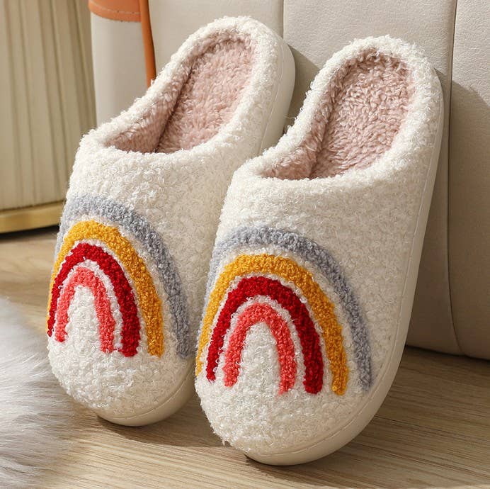 Pink checkered smile yellow face slippers 40SP014