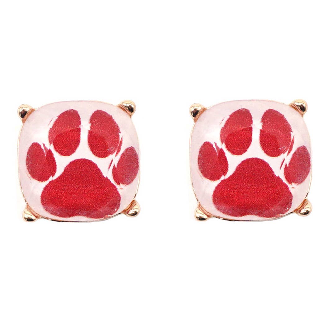 Paw Print Rhinestone Post Earrings. VER5854