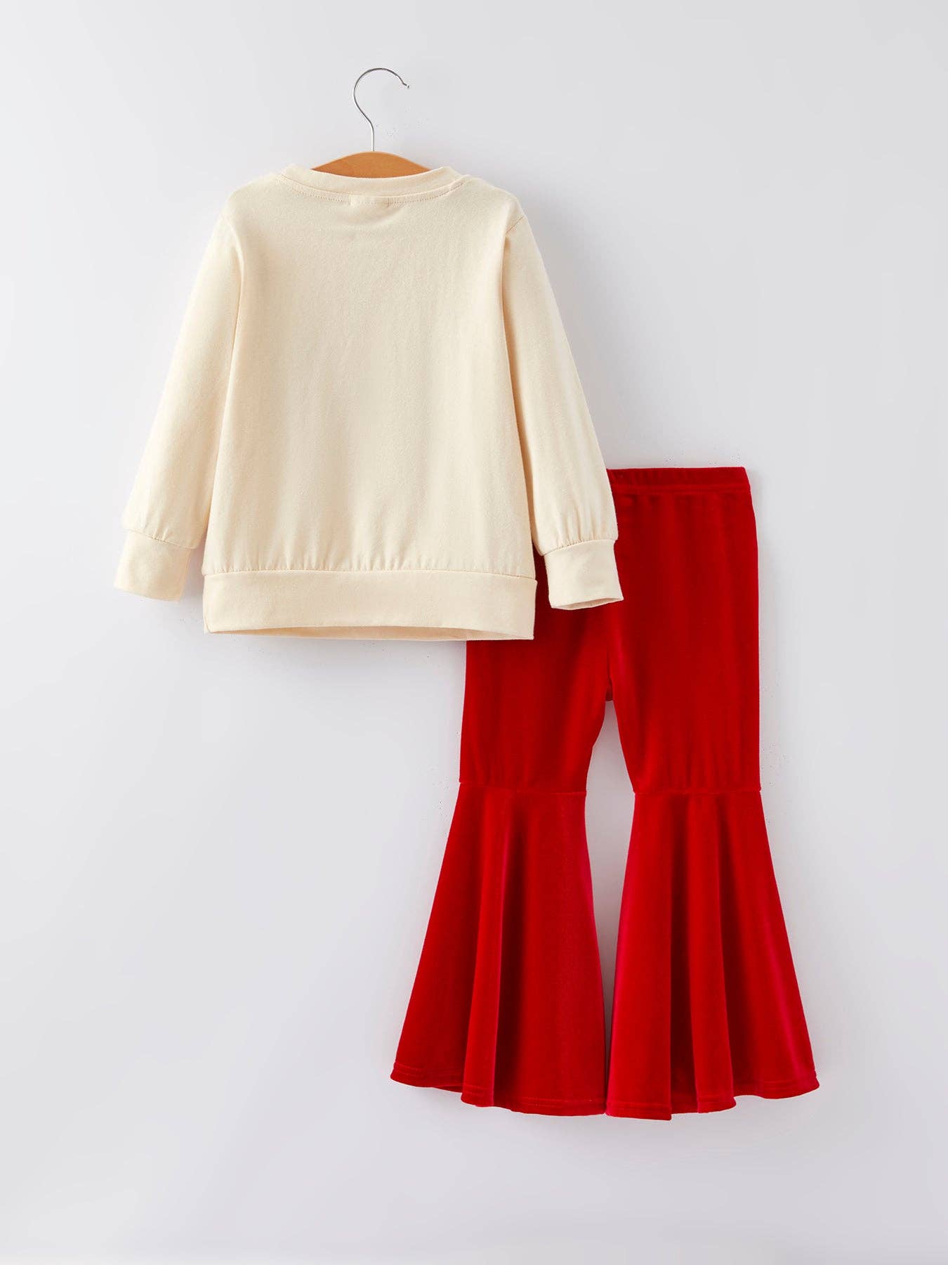 Letter Applique Top + Flared Pants Outfit Set HOLLY JOLLY SET OFG4